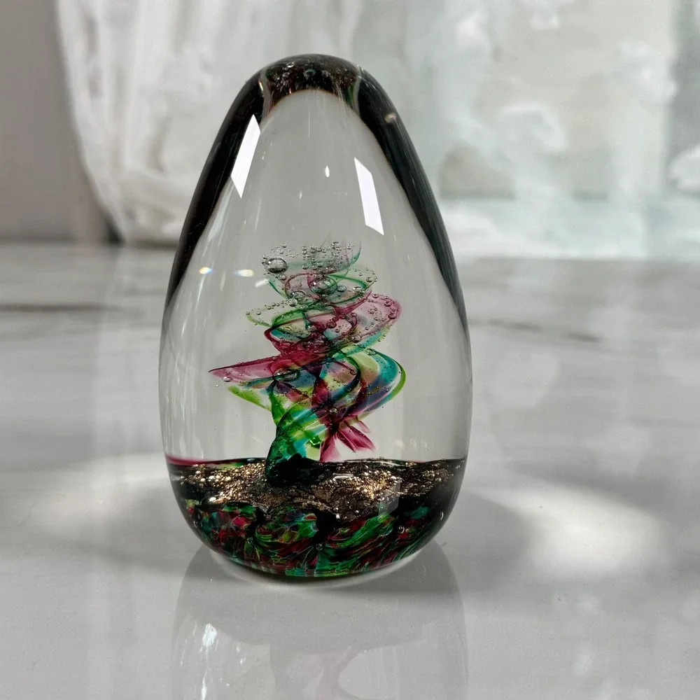 Selkirk Glass Scotland Paperweight Emerald Dance 1993‎ Handmade Art Glass Signed